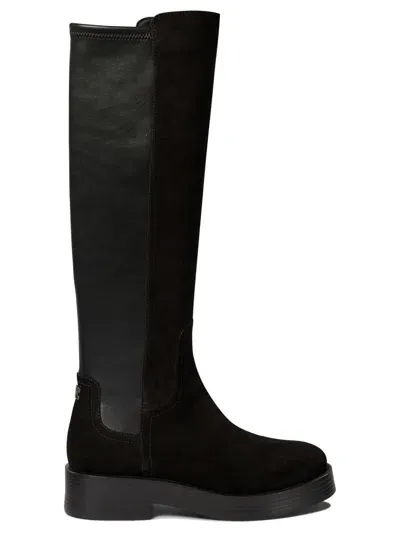 Casadei Boots With Suede Inserts In Black