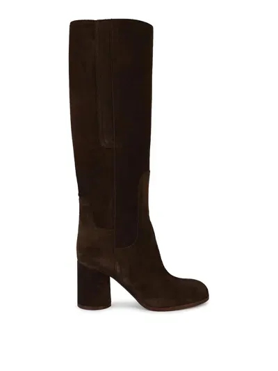 Casadei Cleo Brown Suede Boots In Marrón