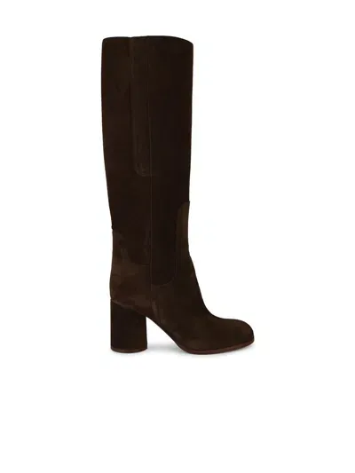 Casadei 'cleo' Brown Suede Boots In Black