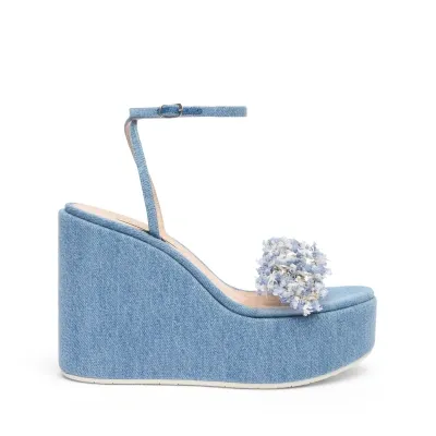 Casadei Elsa Denim Wedges - Woman Wedges And Slides Jeans 38