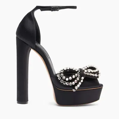 Casadei Judith Flora Satin Platform Sandals - Woman Platforms Black 40