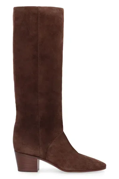 Casadei Nomad Suede Knee High Boots In Brown