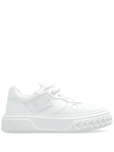 Casadei Off Road Leather Sneakers In White