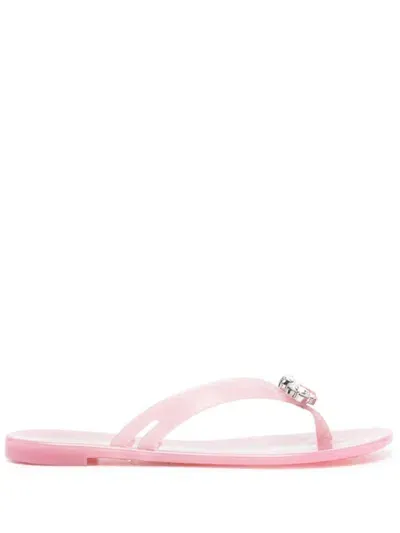 Casadei Crystal-embellished Flip Flops In Pink