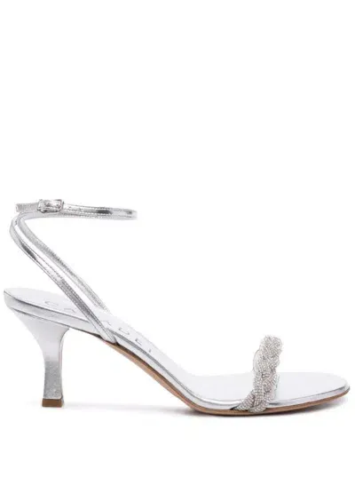 Casadei Venezia Blade  Silver Leather Sandals