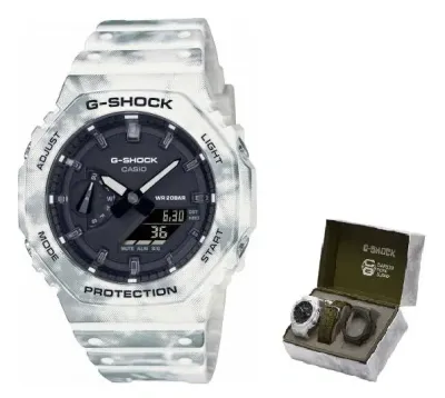 Casio G-shock Mod. Oak - Alpine Camo Serie Special Edt. Snow Camouflage + Extra Case & Strap ***spec In Metallic