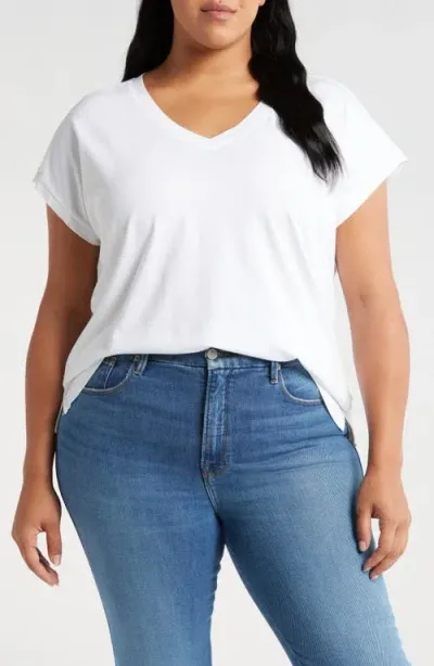 Caslonr Caslon(r) Dolman Sleeve V-neck T-shirt In White