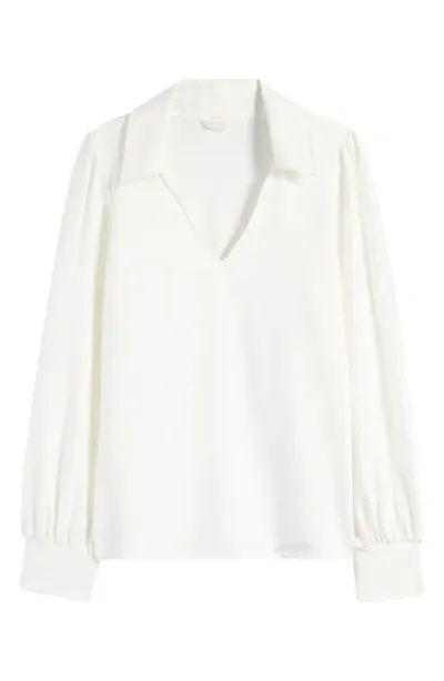 Caslonr Caslon(r) Long Sleeve Johnny Collar Polo In Ivory Cloud