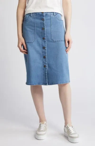 Caslonr Caslon(r) Patch Pocket Button Front Denim Skirt In Medium Wash