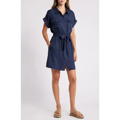 Caslonr Caslon(r) Tie Waist Shirtdress In Navy Blazer