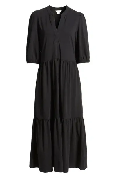 Caslonr Caslon(r) Tiered Organic Cotton Maxi Dress In Black