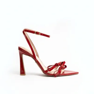 Cecelia New York Aquatine Pointed Toe Ankle Strap Sandal In Red