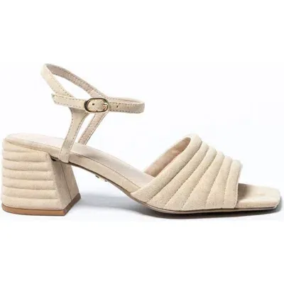 Cecelia New York Mary Block Heel Sandal In Beigesuede