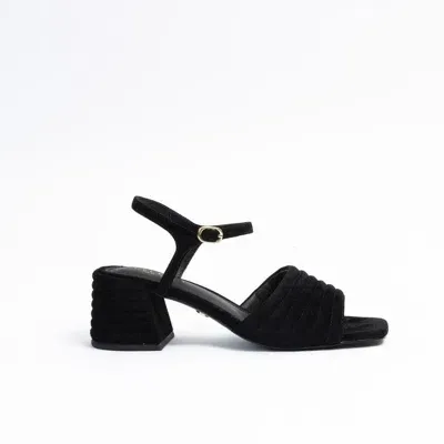 Cecelia New York Mary Block Heel Sandal In Blacksuede