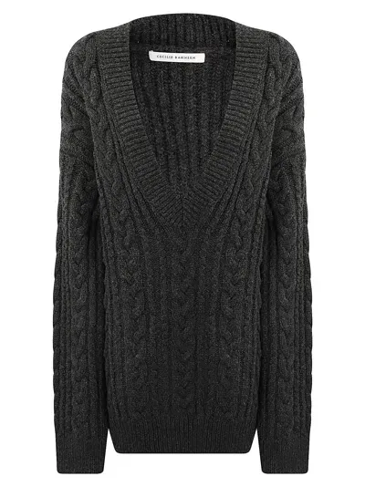 Cecilie Bahnsen Alia Jumper Fisherman Knit Charcoal Grey