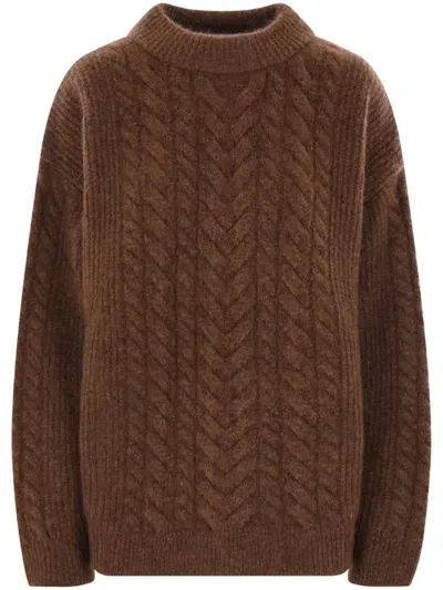 Cecilie Bahnsen Cable-knit Jumper In Brown