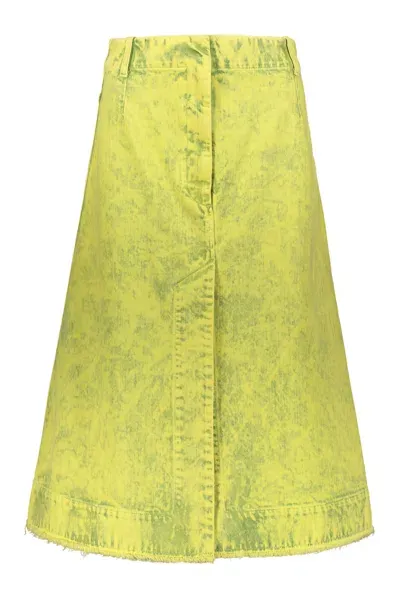 Cedric Charlier Cotton Midi Skirt In Yellow