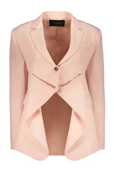 Cedric Charlier Single-breasted Two-button Blazer In Pink