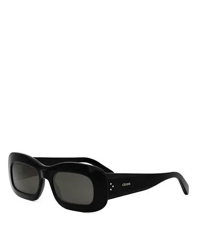 Celine Bold 3 Dots Acetate Rectangle Sunglasses In Black/smoke