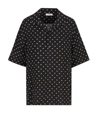 Celine All-over Logo Patterned Short-sleeved Shirt In Black