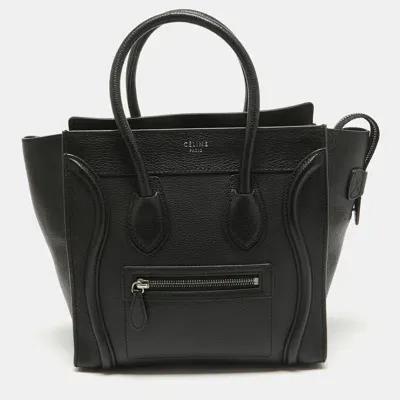 Pre-owned Celine Black Leather Micro Luggage Tote