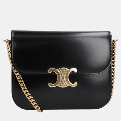 Pre-owned Celine Black Leather Triomphe Shoulder Bag