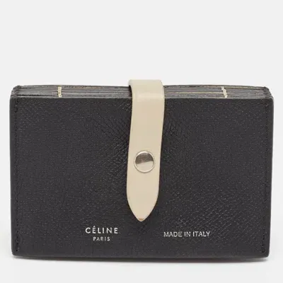 Pre-owned Celine Black/beige Leather Accordion Card Holder