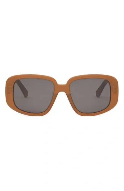 Celine Bold 3 Dots 55mm Geometric Sunglasses In Shiny Light Brown Smoke