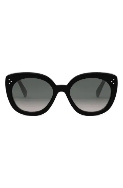 Celine Bold 3 Dots 56mm Butterfly Sunglasses In Shiny Black Gradient Brown