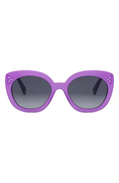 Celine Bold 3 Dots 56mm Butterfly Sunglasses In Shiny Lilac/gradient Smoke