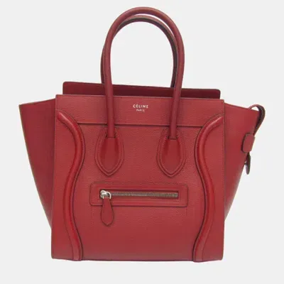 Pre-owned Celine Dark Red Leather Micro Luggage Satchel