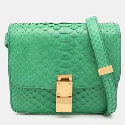 Pre-owned Celine Green Python Medium Classic Box Shoulder Bag