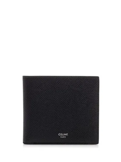 Celine Logo Print Bi-fold Wallet In Si Black