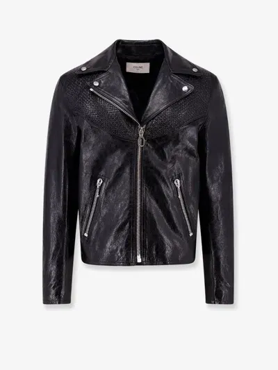 Celine Man  Man Black Leather Jackets