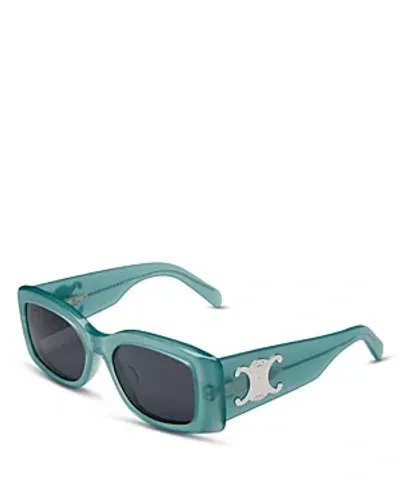 Celine Square Sunglasses, 53mm In Green/gray Solid