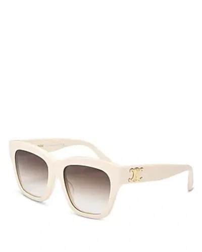 Celine Square Sunglasses, 55mm In Ivory/brown Gradient