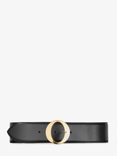 Celine Stylish Adjustable Belt With Gold-tone Buckle In Black