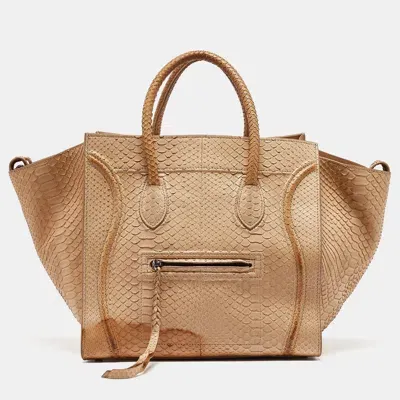 Pre-owned Celine Tan Python Medium Luggage Phantom Tote