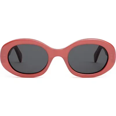 Celine Triomphe 52mm Oval Sunglasses In Shiny Red/smoke