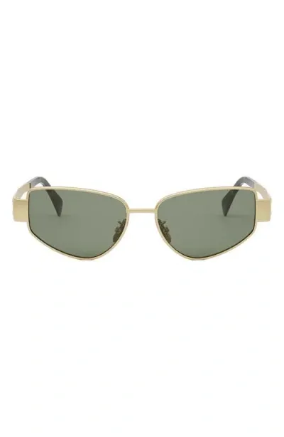 Celine Triomphe 55mm Cat Eye Sunglasses In Shiny Endura Gold/green