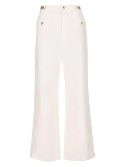 Celine Triomphe Buttoned Straight-leg Trousers In Beige