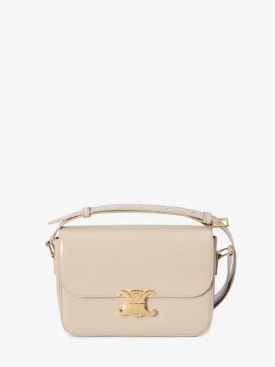 Celine Triomphe Classique Bag In Pale Beige