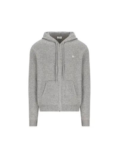 Celine Triomphe Zip-up Long-sleeved Hoodie In Gray