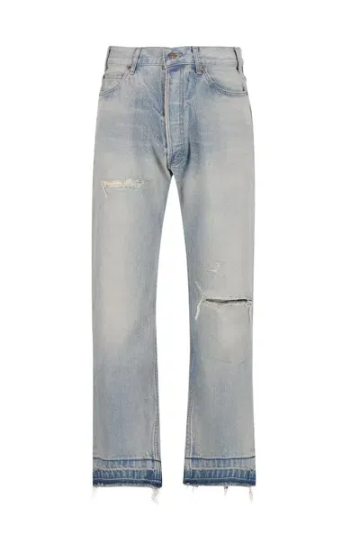 Celine Wesley Distressed Straight Leg Jeans In Blue