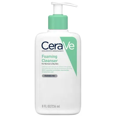 Cerave Foaming Cleanser With Niacinamide For Normal To Oily Skin 236ml In White