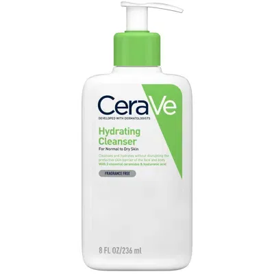 Cerave Hydrating Cleanser With Hyaluronic Acid For Normal To Dry Skin 236ml In White