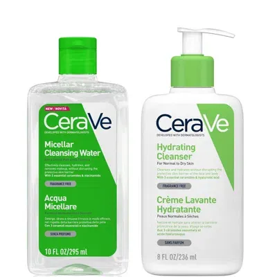 Cerave Hydrating Double Cleansing Duo In White