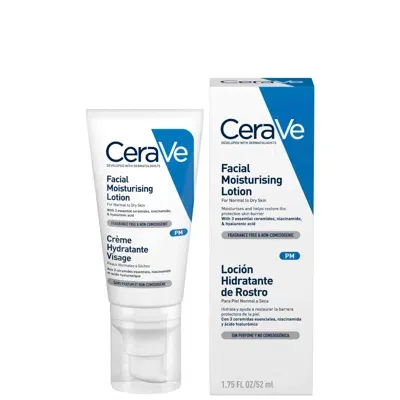 Cerave Pm Facial Moisturising Lotion With Ceramides For Normal To Dry Skin 52ml In White