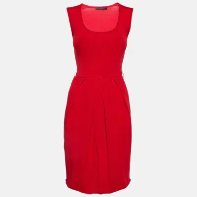 Pre-owned Ch Carolina Herrera Red Jersey Sleeveless Mini Dress Xs