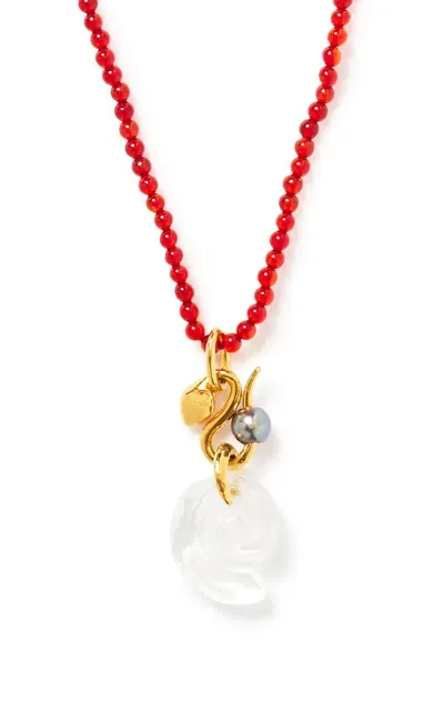 Chan Luu Exclusive Leila 18k Gold-plated Carnelian Necklace In Red